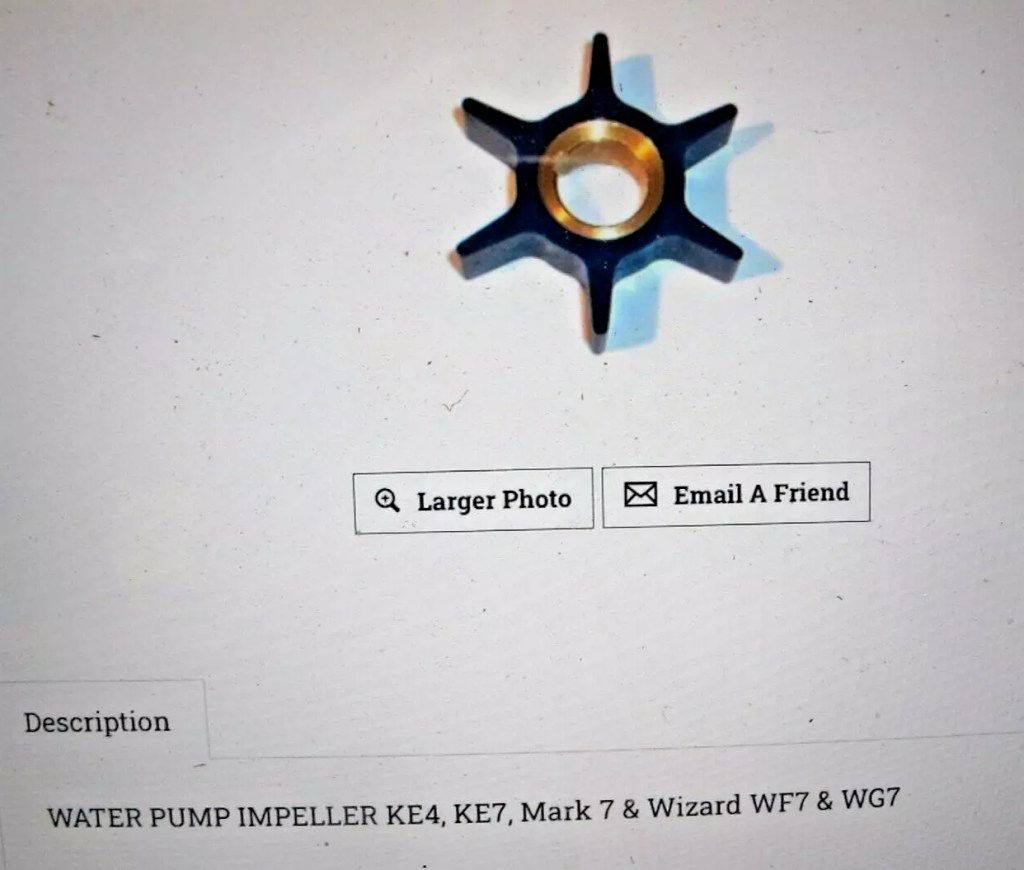 WATER PUMP IMPELLER KE4, KE7, Mark 7 & Wizard WF7 & WG7 NEW