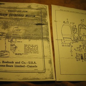 OLD GREEN ELGIN 7.5 hp Model 571.59701 outboard parts list catalog
